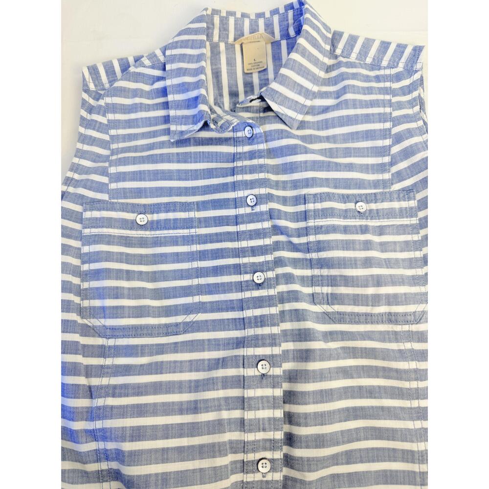 Duluth Trading Co Womens Blue White Sleeveless Tank Top Large - Picture 7 of 10